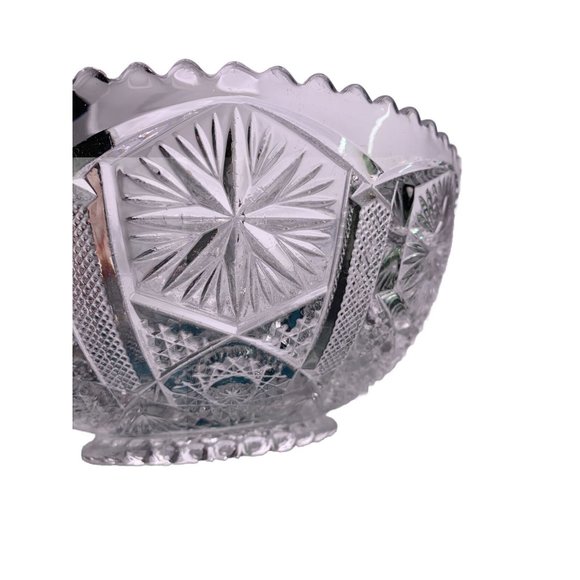 Clear Pressed Glass Serving Dish Bowl Sawtooth Edge - 7.75 " - Picture 5 of 6